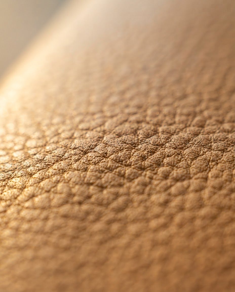 Close-up of top-grain goatskin leather grain